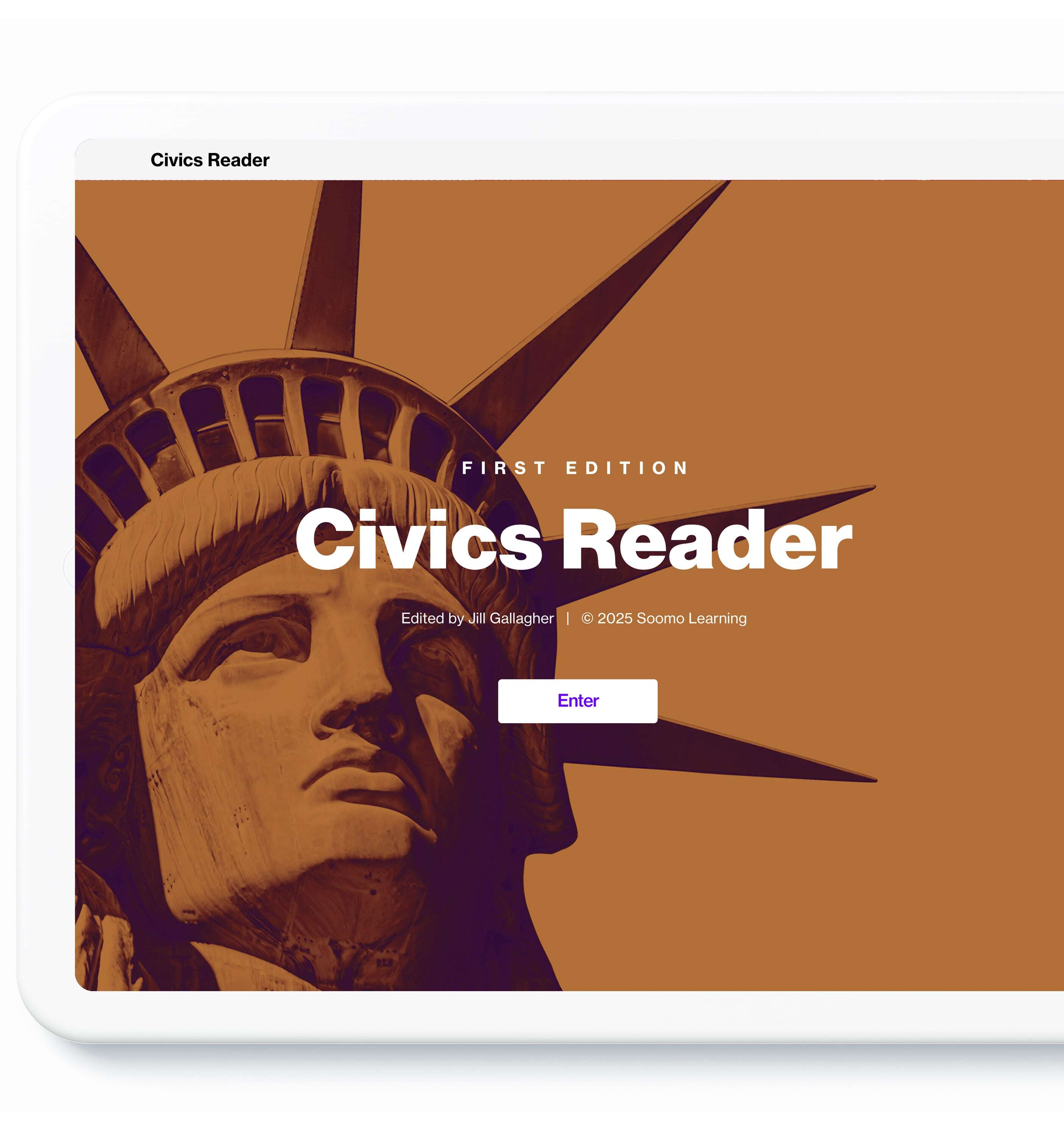 Civics Reader on tablet