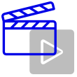 Icon of movie clapperboard and play button