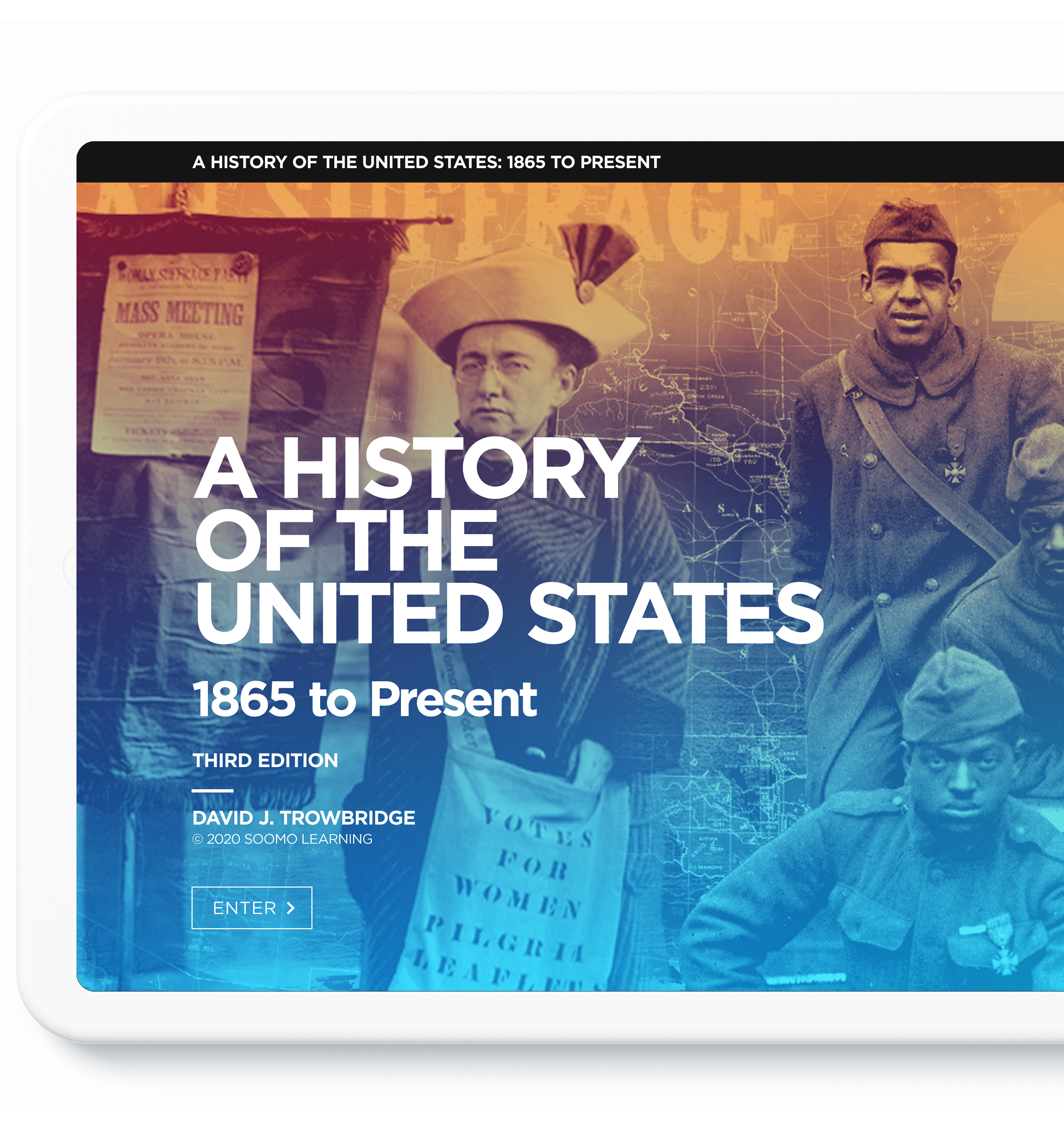 Tablet screen displaying U.S. History 2 cover