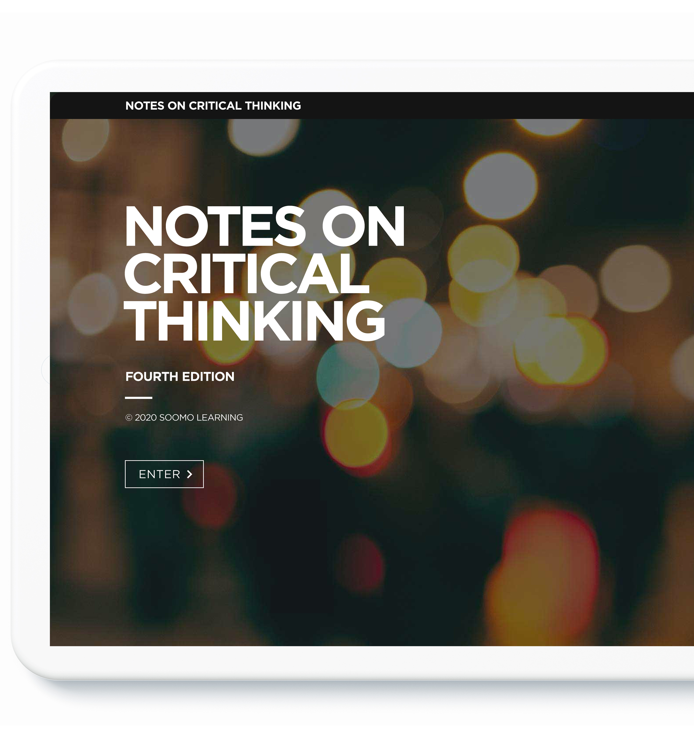 Tablet screen displaying Notes On Critical Thinking cover