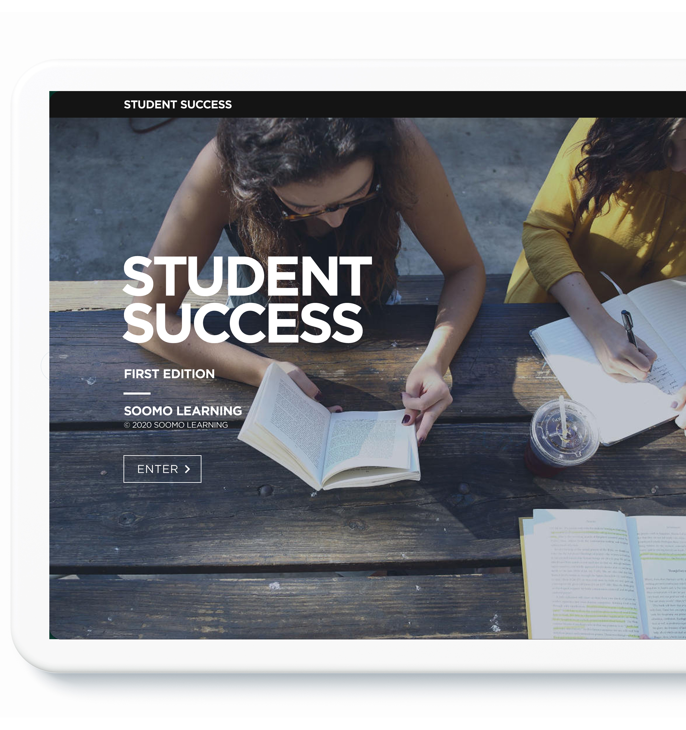 Tablet screen displaying Student Success cover